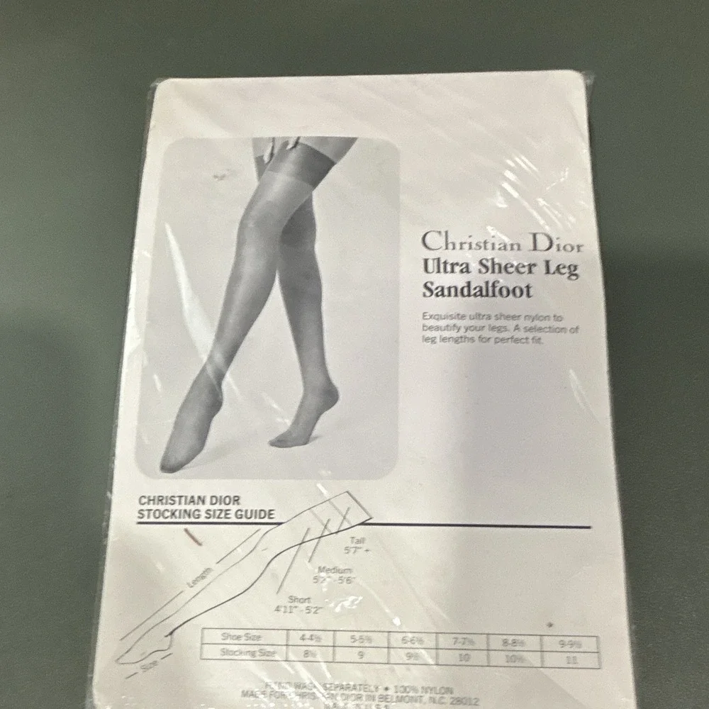 Christian Dior Ultra Sheer Black Sandalfoot Stockings Sandal Toe 2 Pair Pack